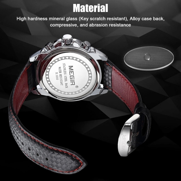 Waterproof Mens Military Quartz Stainless Steel Leather Analog Sports Watch - Picture 2 of 4